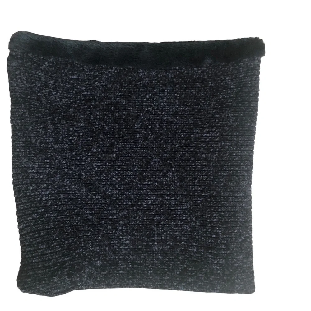 Cozy Faux Fur Neck Wrap Reversible Chenille Black Winter Soft Warmer OS